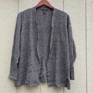 Eileen Fisher Sweater Cardigan M ‎ Open Front Organic Linen /cotton Gray grandma